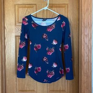 Navy blue w/ floral print long sleeve